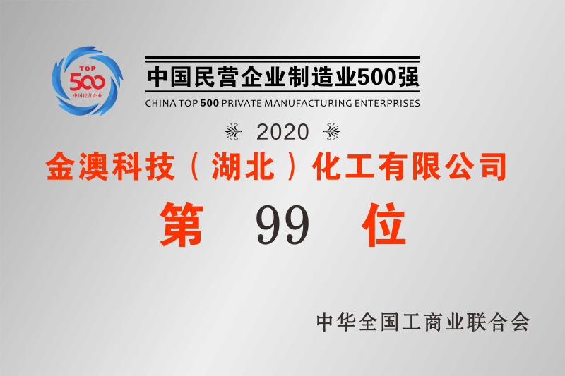 2020年中國(guó)民營制造業500強第99位