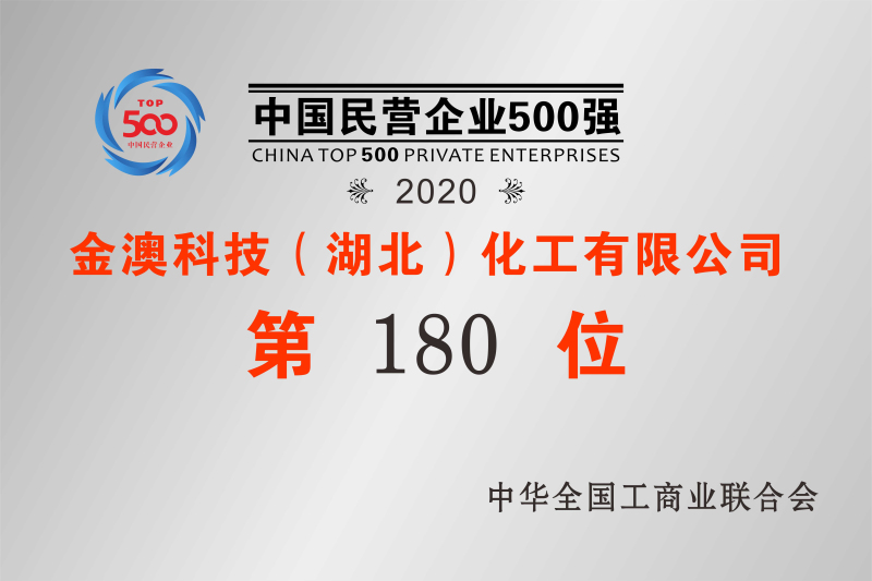 2020年中國(guó)民營企業500強第180位